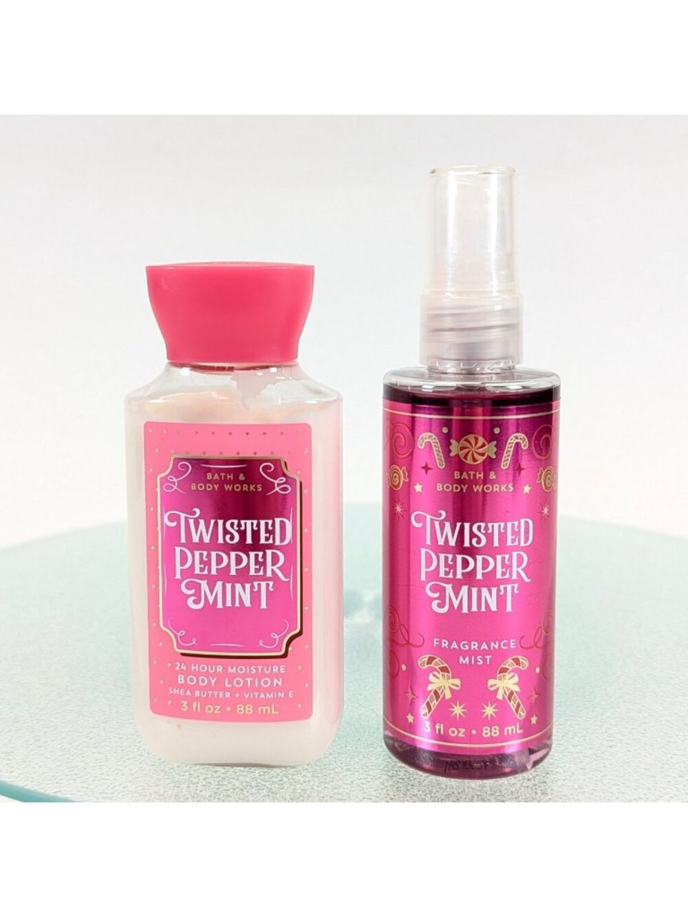 Bath & Body Works Twisted Peppermint Fragrance Mist Lotion 3oz Travel Set